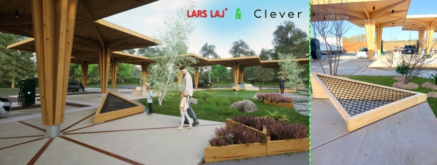 háromszögű lounge ülőpad a Lars Laj-tól Clever számára