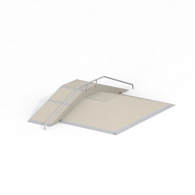 Fun Box 8 játszótéri ugrató rampával és korláttal.