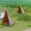 Tipi Nature wooden house játszótéri fa játszóház a szabadban, zöld fűvel körülvéve.