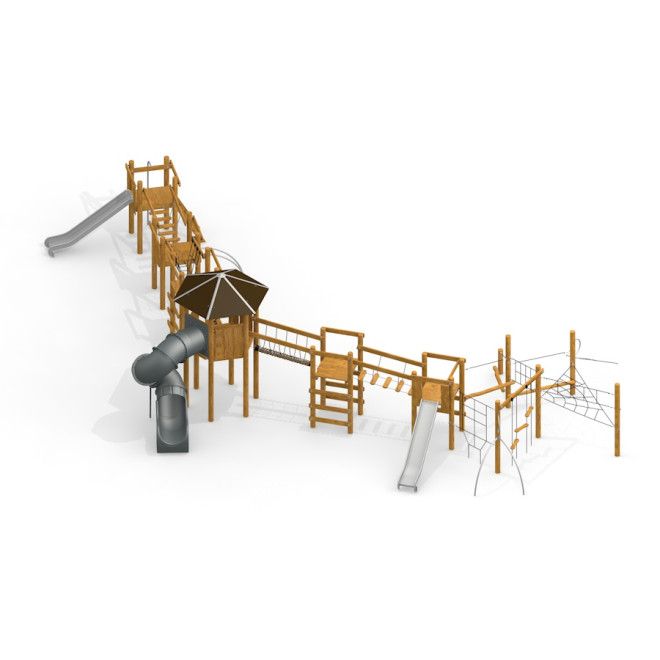 Khumbu castle with slide fa játszótéri mászóka és csúszda komplexum több elemmel.