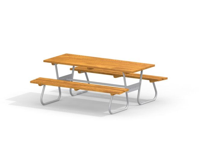 Wood-metal table with benches kültéri játszótéri padokkal és asztallal