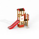 Fire-station playhouse with slide