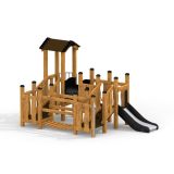 Rubik Modern Nature wooden playhouse with slide
